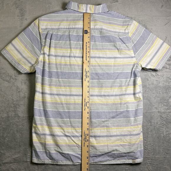 Vans Button Up Linen Shirt Mens Large Striped Skater Preppy Classic Elevated - Picture 11 of 13
